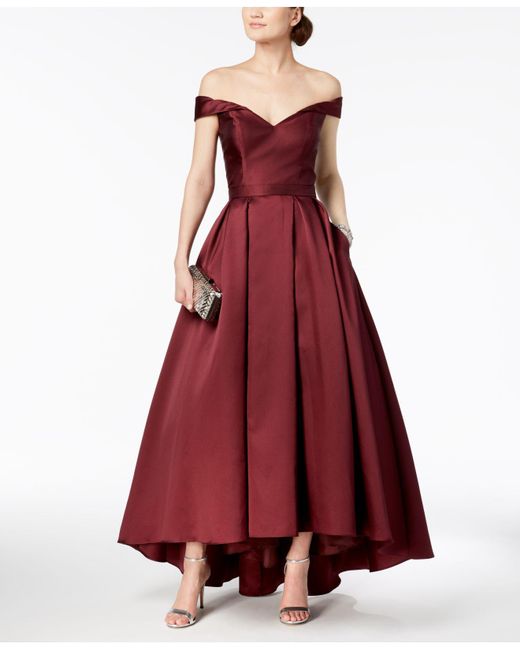 Xscape Red Off-the-shoulder Sweetheart Gown