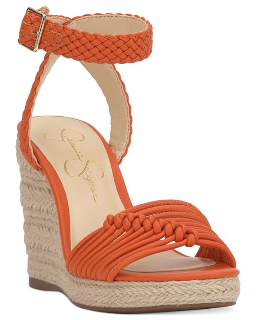 Jessica Simpson Orange Talise Knotted Strappy Platform Wedge Sandals