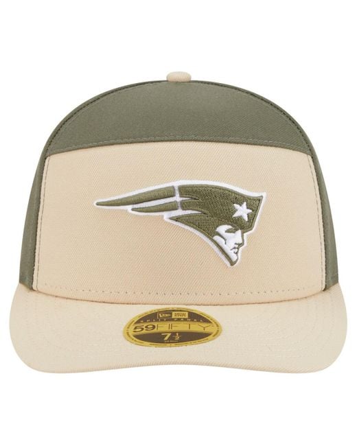 KTZ Natural Â Light Beige/olive New England Patriots Two-tone Color Pack Split Panel 59fifty Fitted Hat for men