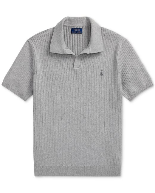 Polo Ralph Lauren Gray Rib-knit Cotton Polo-collar Sweater for men