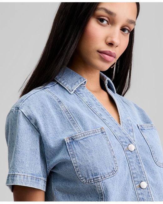 And Now This Blue Patchwork Denim Shirt