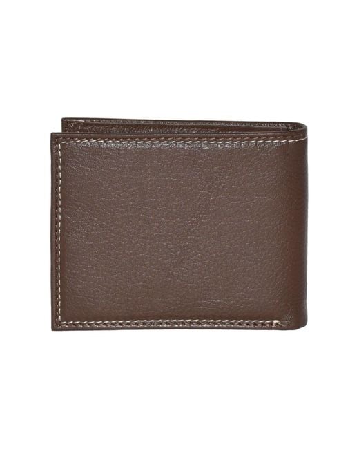 ROOTS Brown Leather Slim Wallet for men