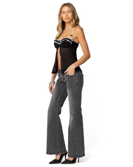 Edikted Black Colton Boot Cut Low Rise Jeans