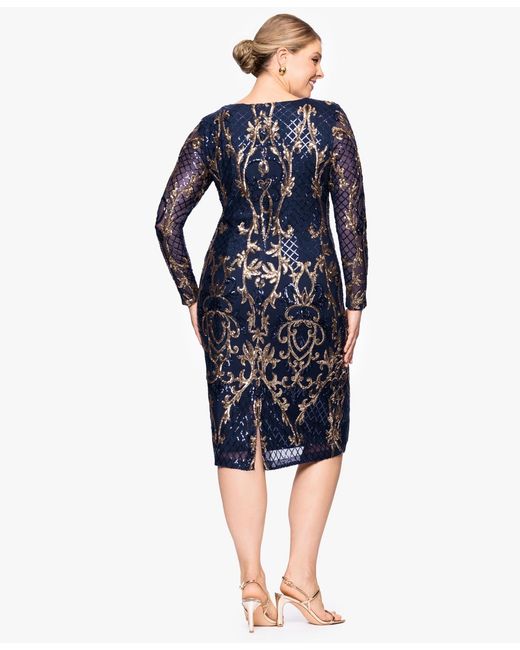 blue and gold plus size dress Plus Juniper Metallic Knit Short Sleeve Dress