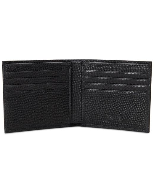 Polo Ralph Lauren Black Textured Saffiano Leather Billfold Wallet for men