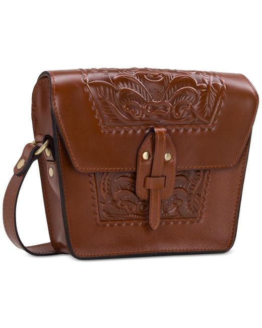 Patricia Nash Brown Marciana Small Leather Crossbody Bag