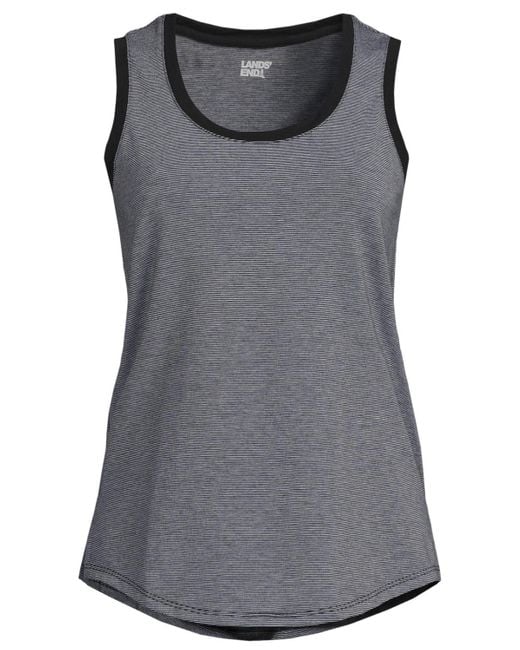 Lands' End Gray Sleeveless Power Performance Scoop Neck Curved Hem Tunic Tank