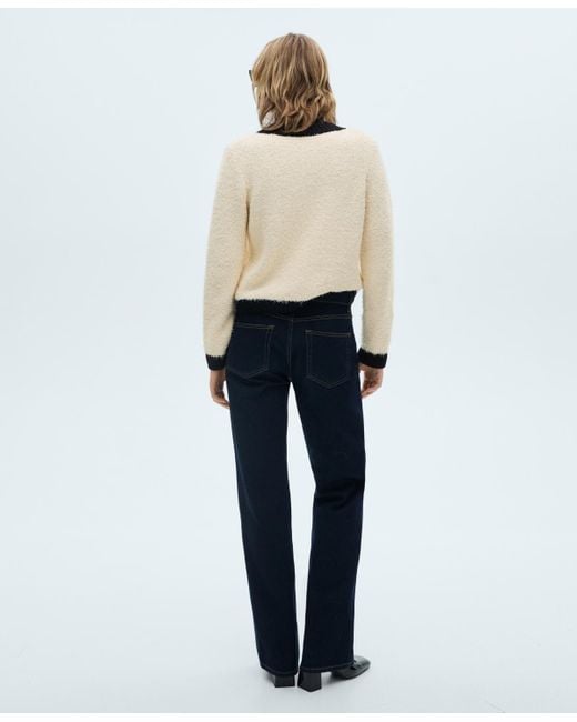 Mango White Contrasted Buttons Sweater