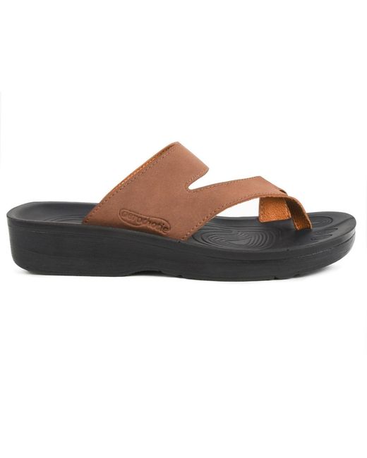 AEROTHOTIC Black Odal Split Toe Arch Support Sandals