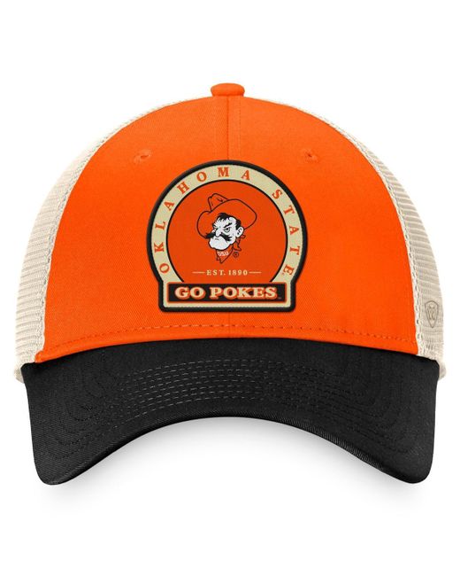 Top Of The World Orange Oklahoma State Cowboys Refined Trucker Adjustable Hat for men