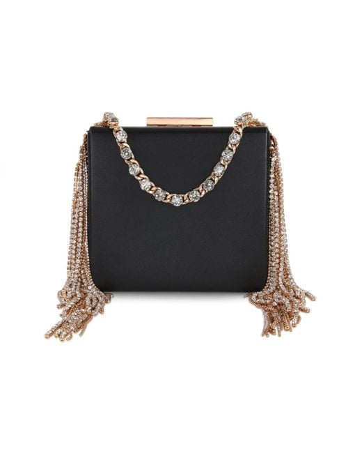 Badgley Mischka Black Woman's Ryker Crystal Fringed Box Clutch