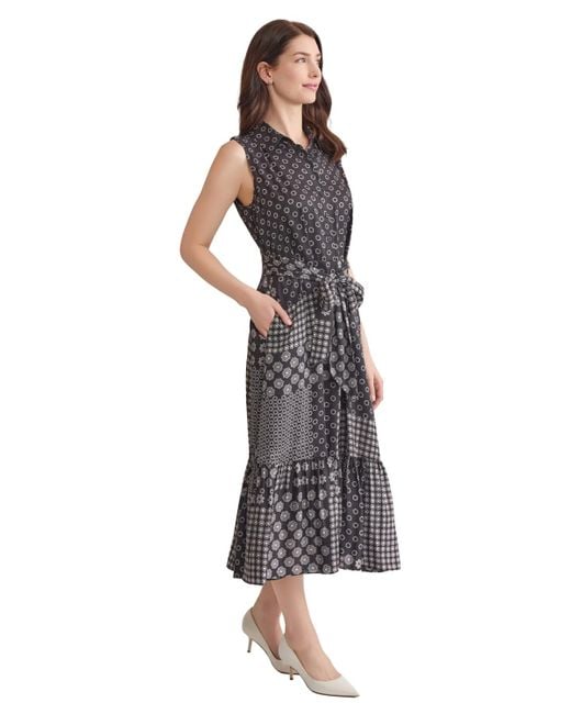 Jones New York Multicolor Sleeveless Midi Shirt Dress