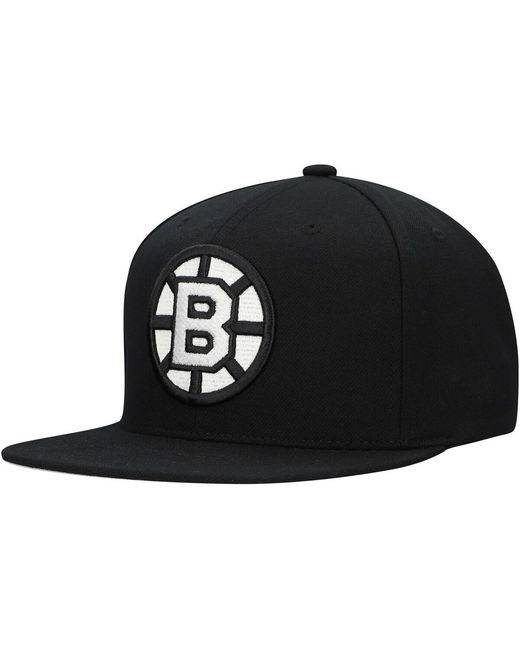 Mitchell & Ness Black Boston Bruins Team Snapback Hat for men