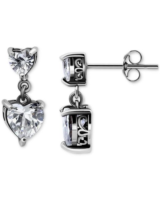 Giani Bernini Metallic Cubic Zirconia Heart Drop Earrings (3-1/10 Ct. T.w.