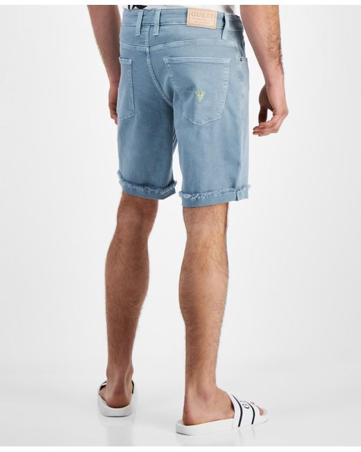 Guess Blue Regular Stretch Denim Shorts for men