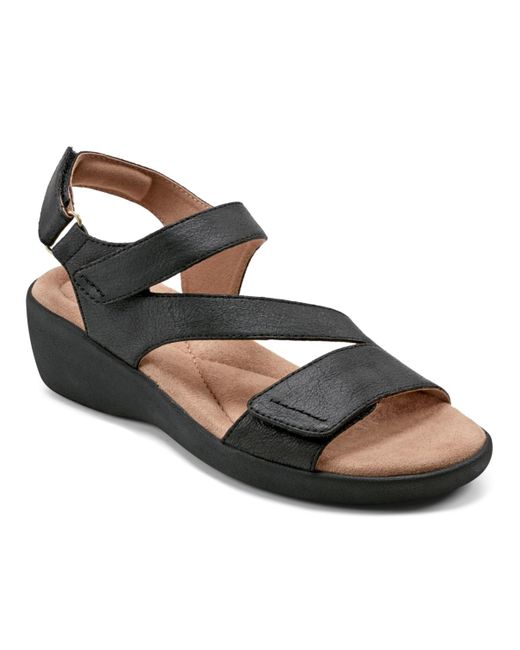 Easy Spirit Black Kimberly Open Toe Strappy Casual Sandals