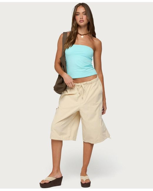 Edikted Natural Pull-on Cargo Bermuda Shorts