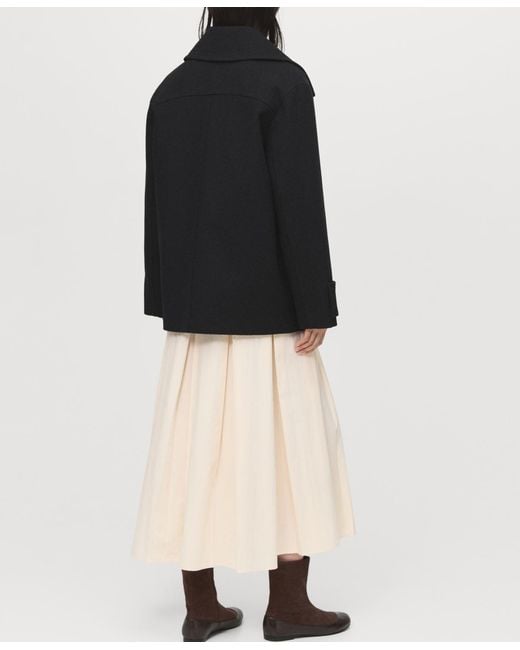 Mango Black Double-breasted Wool Blend Coat