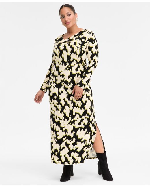 chinese dress ladies I.N.C. International Concepts Floral-Print Long-Sleeve V-Neck Maxi Dre –  DGFOutlet main image 1