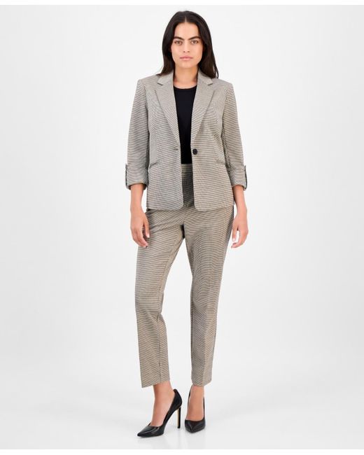 Anne Klein Gray Petite Notch-collar One-button Blazer