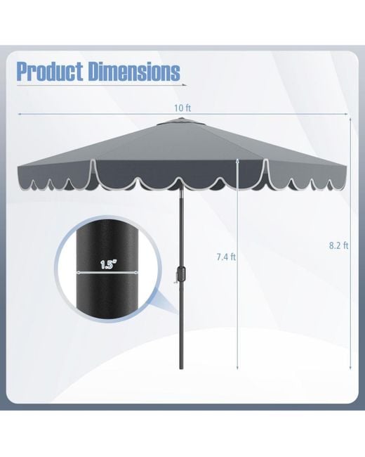 Mecale Gray 10 Feet Patio Umbrella Outdoor Market Umbrella