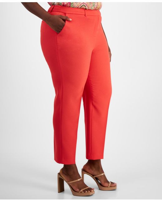 Tahari Red Plus Size Classic Mid Rise Ankle Pants
