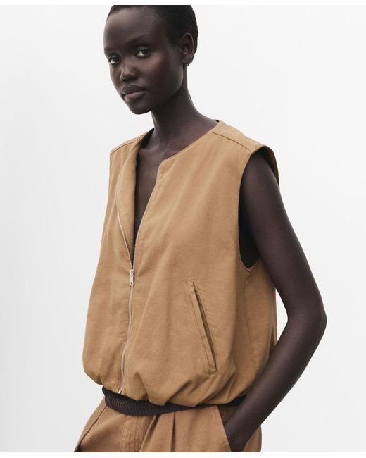Mango Natural Puffer Denim Vest
