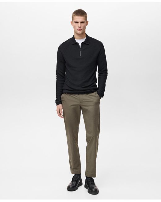 Mango Black Stretch Fabric Slim-fit Trousers for men