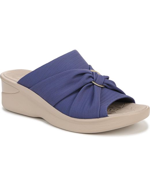 LifeStride Blue Serenade Washable Slide Wedge Sandals