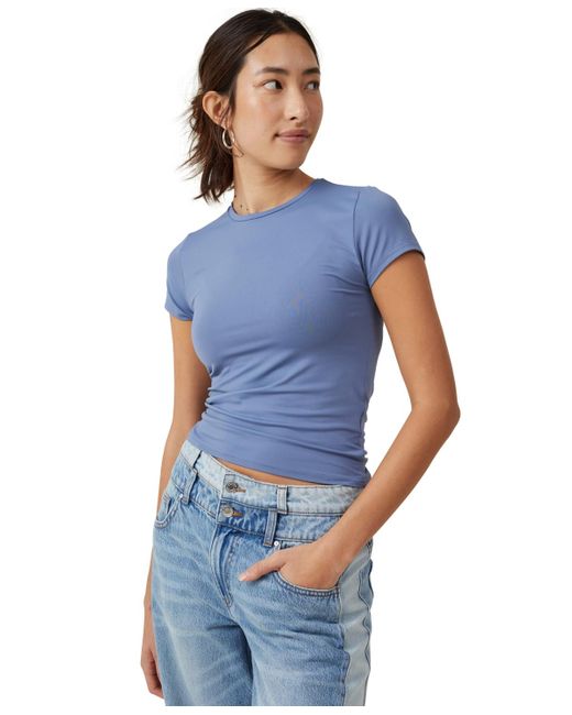 Cotton On Blue Luxe Crew Neck Short Sleeve Top