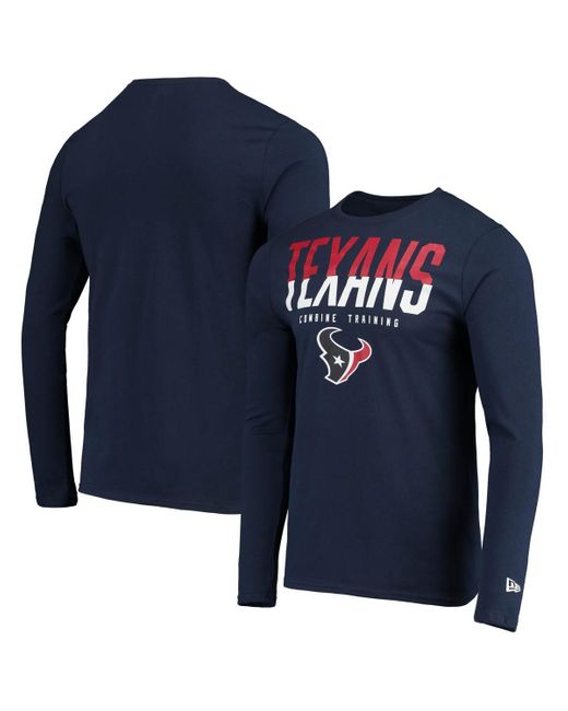 KTZ Blue Houston Texans Combine Authentic Split Line Long Sleeve T-shirt for men