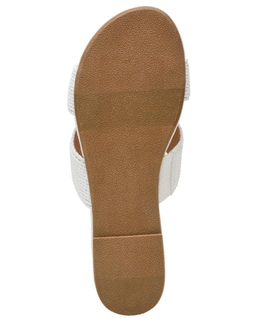 Dolce Vita White Geeya Raffia Criss Cross Strap Flat Slide Sandals