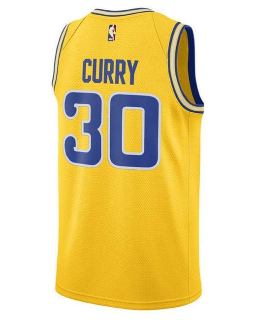 Nike Synthetic Stephen Curry Golden State Warriors Hardwood Classic Swingman  Jersey in Yellow for Men | Lyst