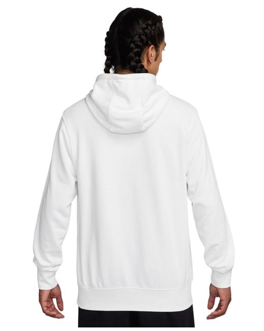 Nike White Club Pull-over French Terry Logo Hoodie for men
