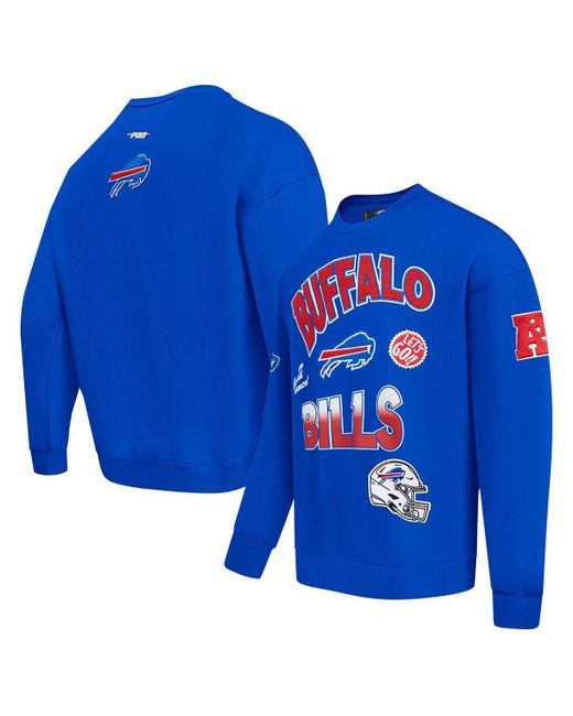 Pro Standard Blue Buffalo Bills Turn It Up Drop Shoulder Pullover Sweatshirt for men