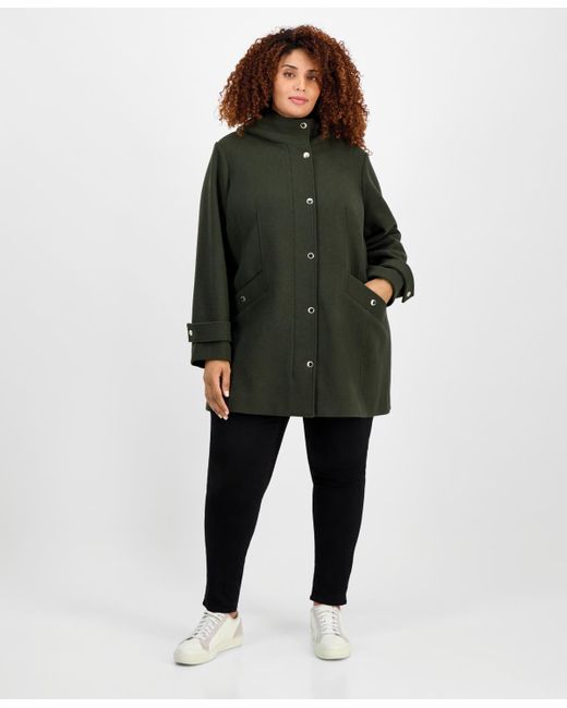 Michael Kors Green Michael Plus Size Hooded Coat