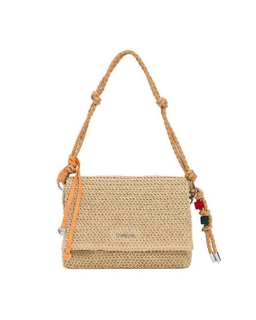 Desigual Metallic Medium Raffia Bag