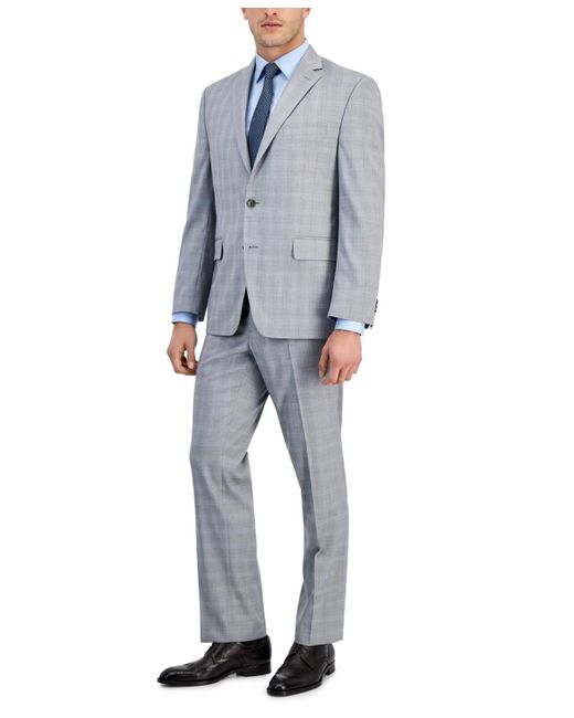 Perry Ellis Blue Modern-fit Solid Nested Suits for men