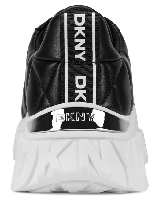 DKNY Black Lathen Quilted Lace Up Sneaker With Logo Detail