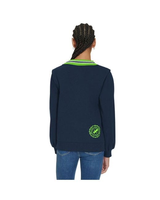 Tommy Hilfiger Blue Navy Seattle Seahawks Alice V-neck Pullover Sweatshirt