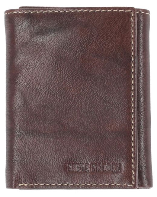 Steve Madden Brown Antique-like Trifold Wallet for men