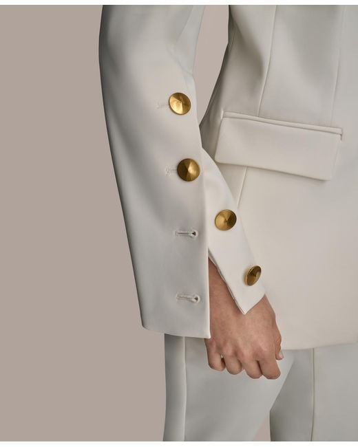 Donna Karan Black Button Sleeve Blazer