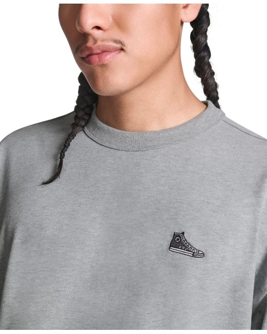 Converse Gray Loose Fit Sneaker Patch T-shirt for men