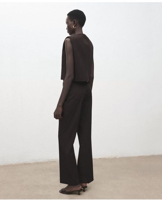 Mango Gray Low-rise Flared Pants