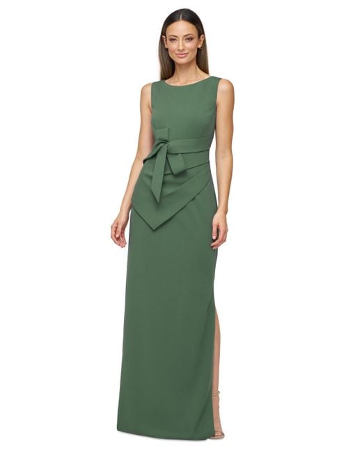 JS Collections Green Tianna Sleeveless Folded-waist Gown