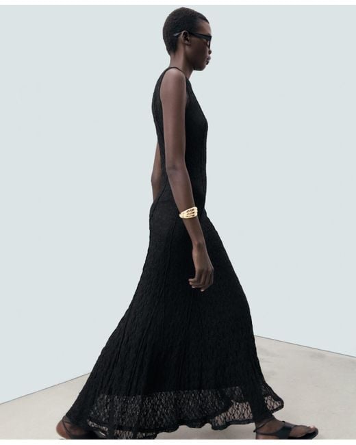 Mango White Long Lace Dress