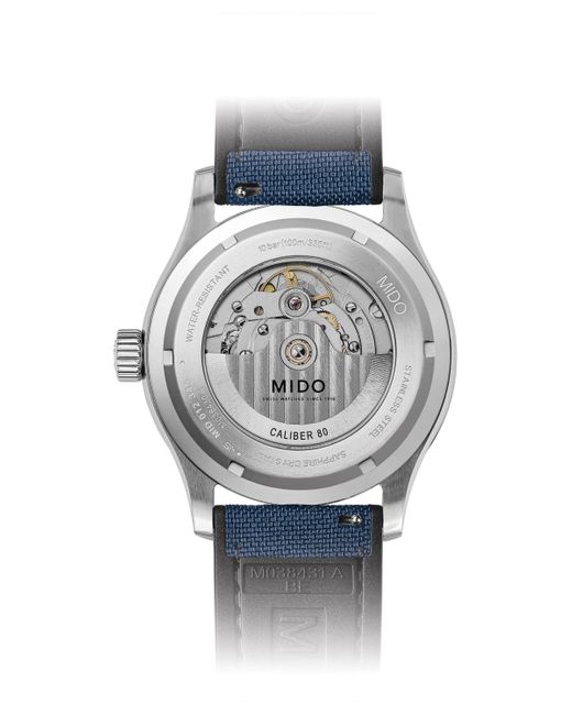 MIDO Gray Swiss Automatic Multifort Textile Strap Watch 42mm for men