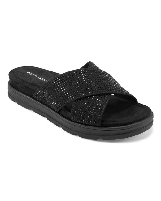 Easy Spirit Black Shanya Open Toe Slip-on Casual Sandals