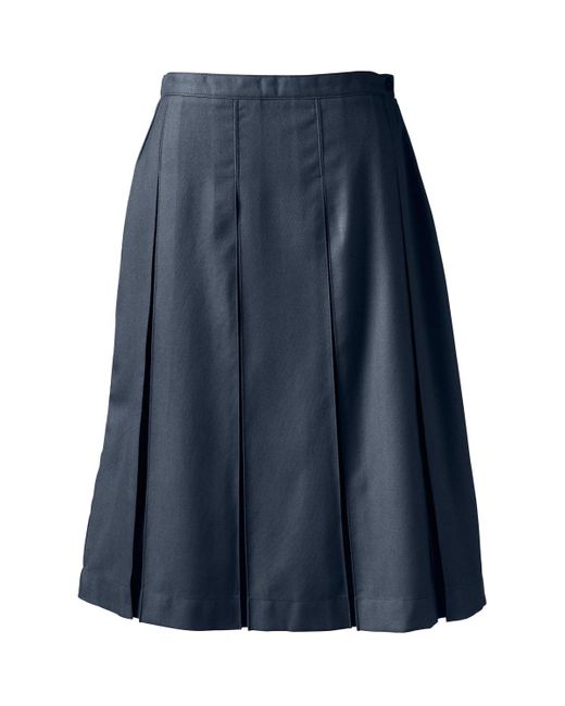 Lands' End Blue School Uniform Box Pleat Skirt Below The Knee