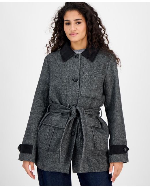 Steve Madden Blue Belted Single-breasted Jacket